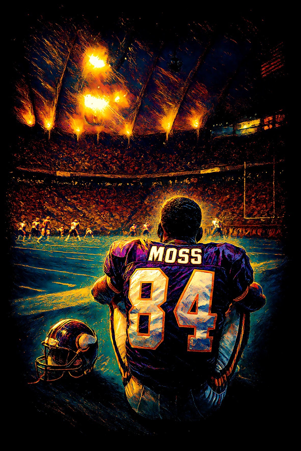 Halftone Lab - Minnesota Vikings Randy Moss NFL086 - Black Tee