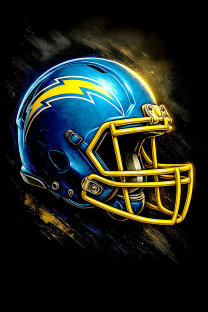 Halftone Lab - Los Angeles Chargers Helmet NFL089 - Black Tee