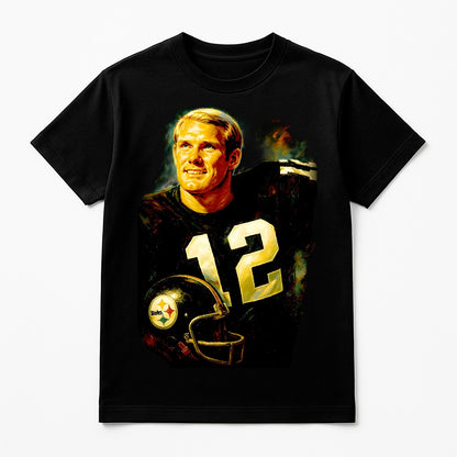 Halftone Lab - Pittsburgh Steelers Terry Bradshaw NFL092 - Black Tee