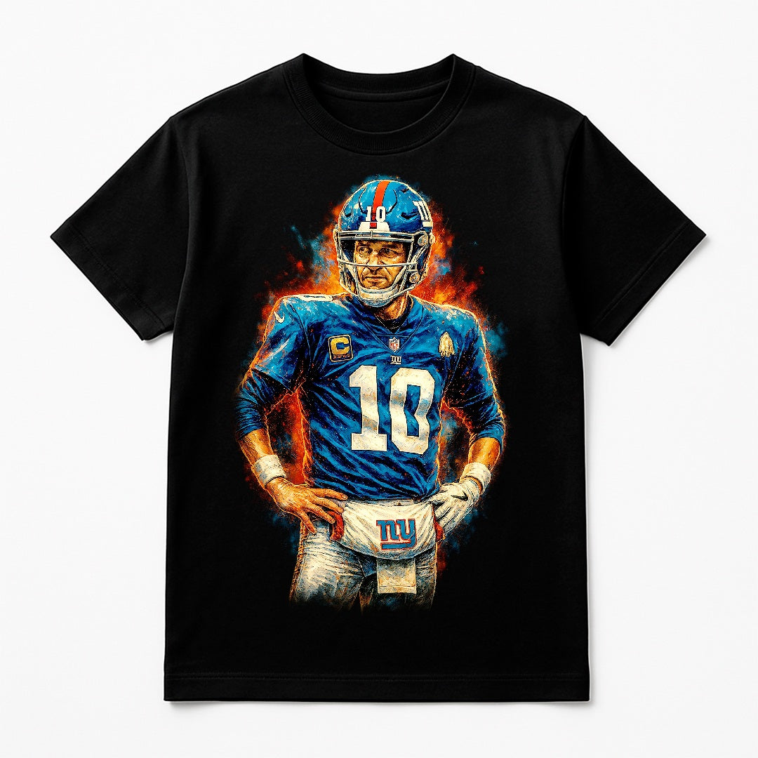 Halftone Lab - New York Giants Eli Manning NFL093 - Black Tee