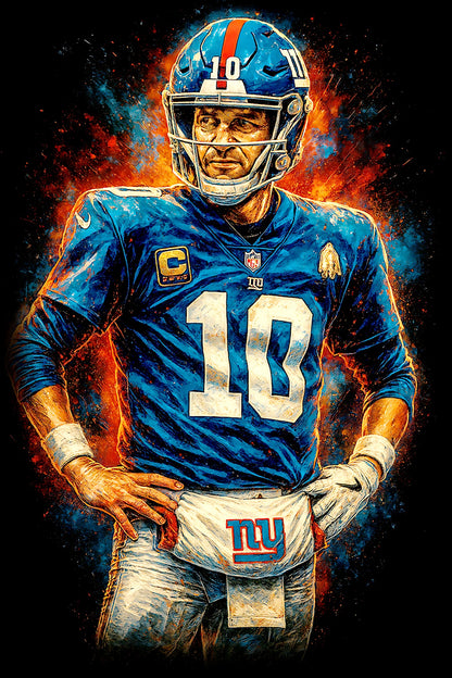 Halftone Lab - New York Giants Eli Manning NFL093 - Black Tee
