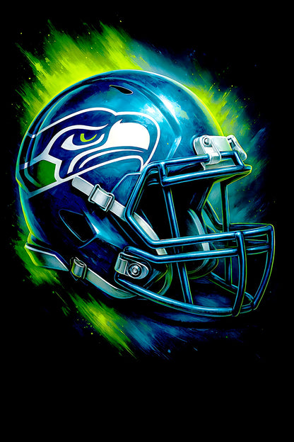Halftone Lab - Seattle Seahawks Helmet NFL094 - Black Tee