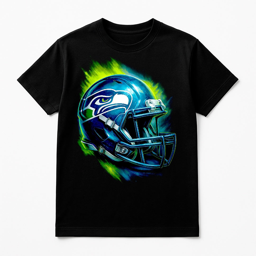 Halftone Lab - Seattle Seahawks Helmet NFL094 - Black Tee
