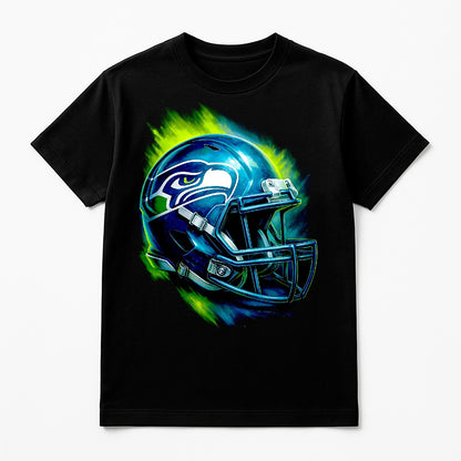 Halftone Lab - Seattle Seahawks Helmet NFL094 - Black Tee