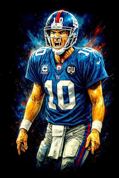 Halftone Lab - New York Giants Eli Manning NFL095 - Black Tee