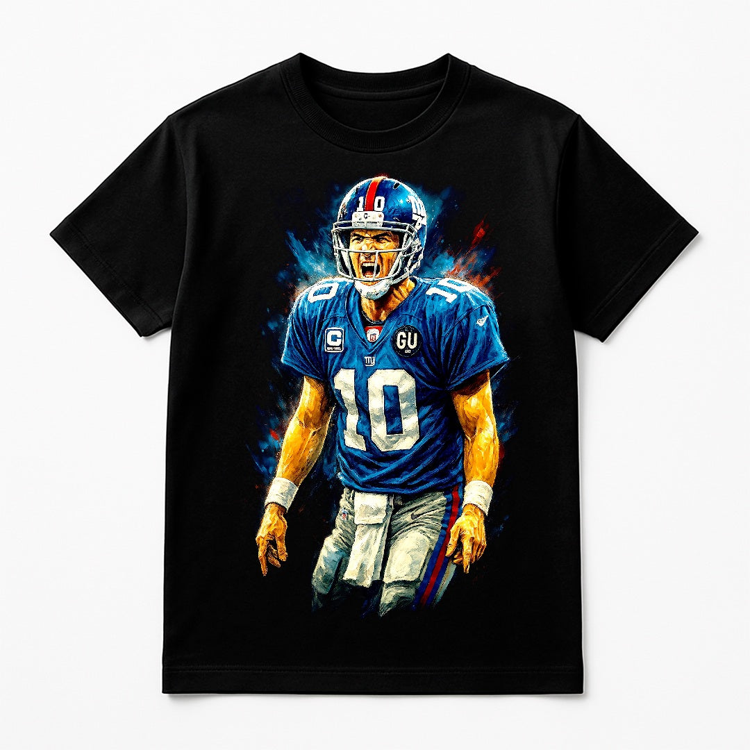 Halftone Lab - New York Giants Eli Manning NFL095 - Black Tee