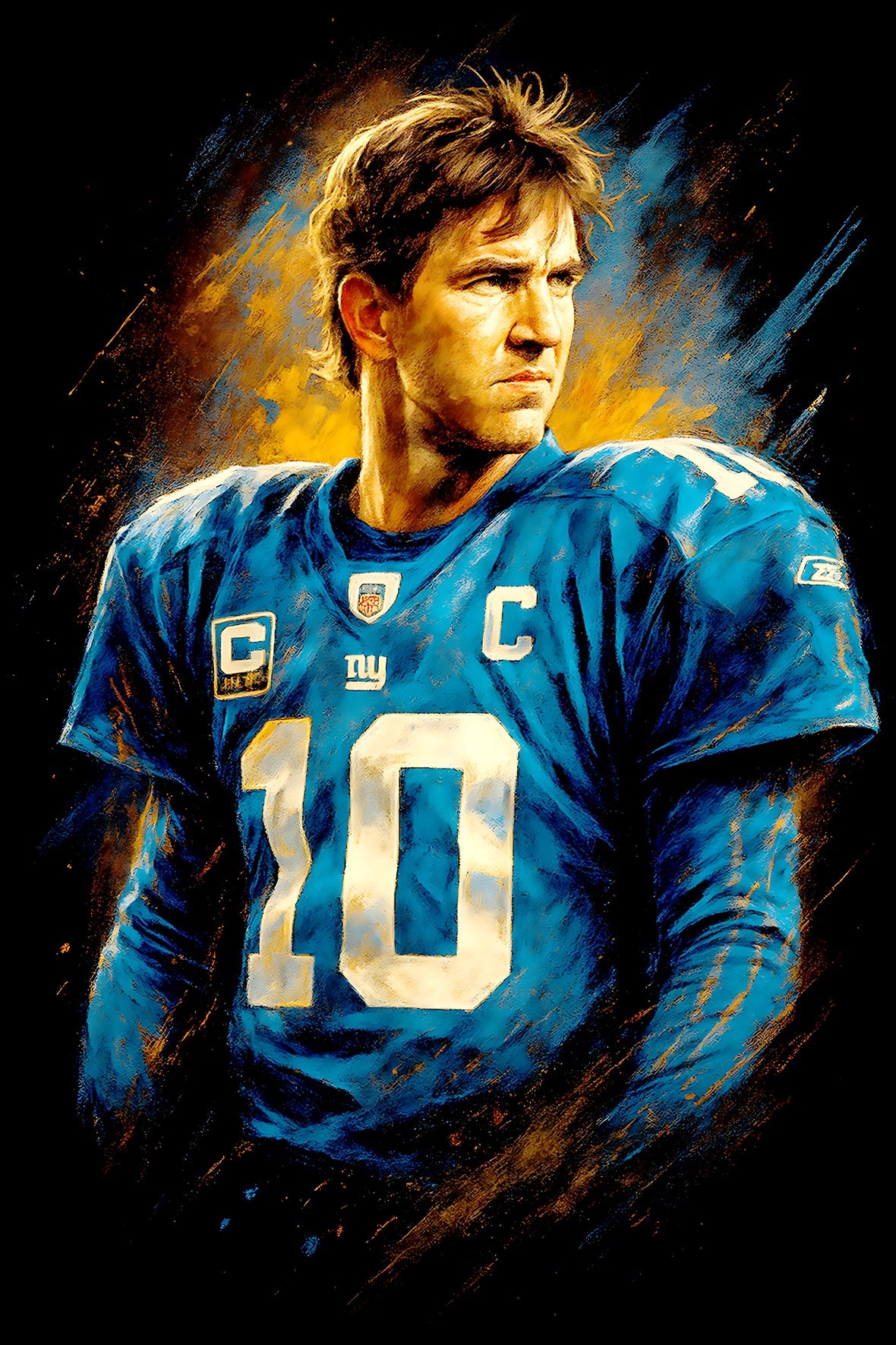 Halftone Lab - New York Giants Eli Manning NFL096 - Black Tee