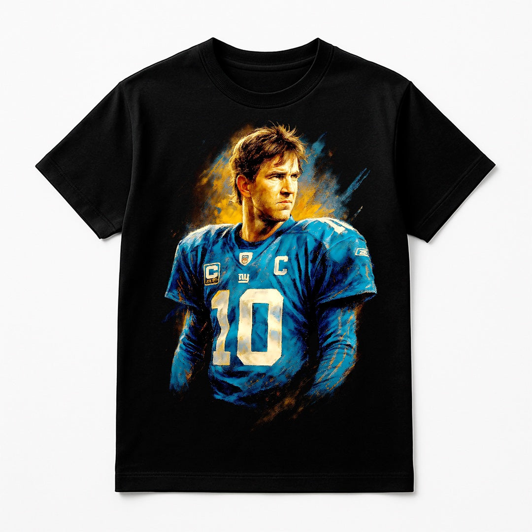 Halftone Lab - New York Giants Eli Manning NFL096 - Black Tee