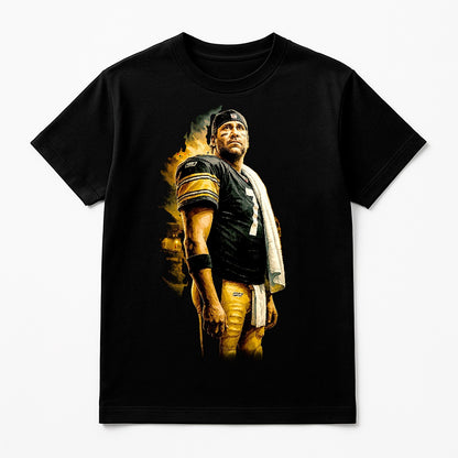 Halftone Lab - Pittsburgh Steelers Ben Roethlisberger NFL098 - Black Tee