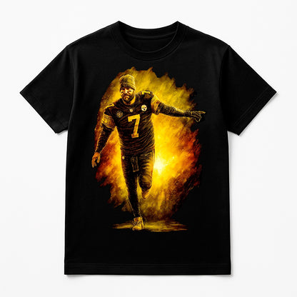 Halftone Lab - Pittsburgh Steelers Ben Roethlisberger NFL100 - Black Tee