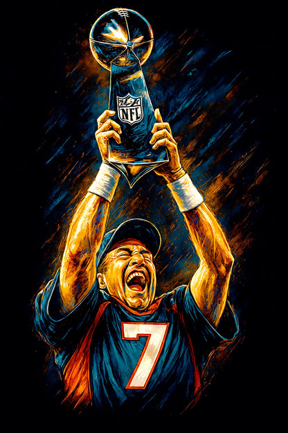 Halftone Lab - Denver Broncos John Elway NFL105 - Black Tee