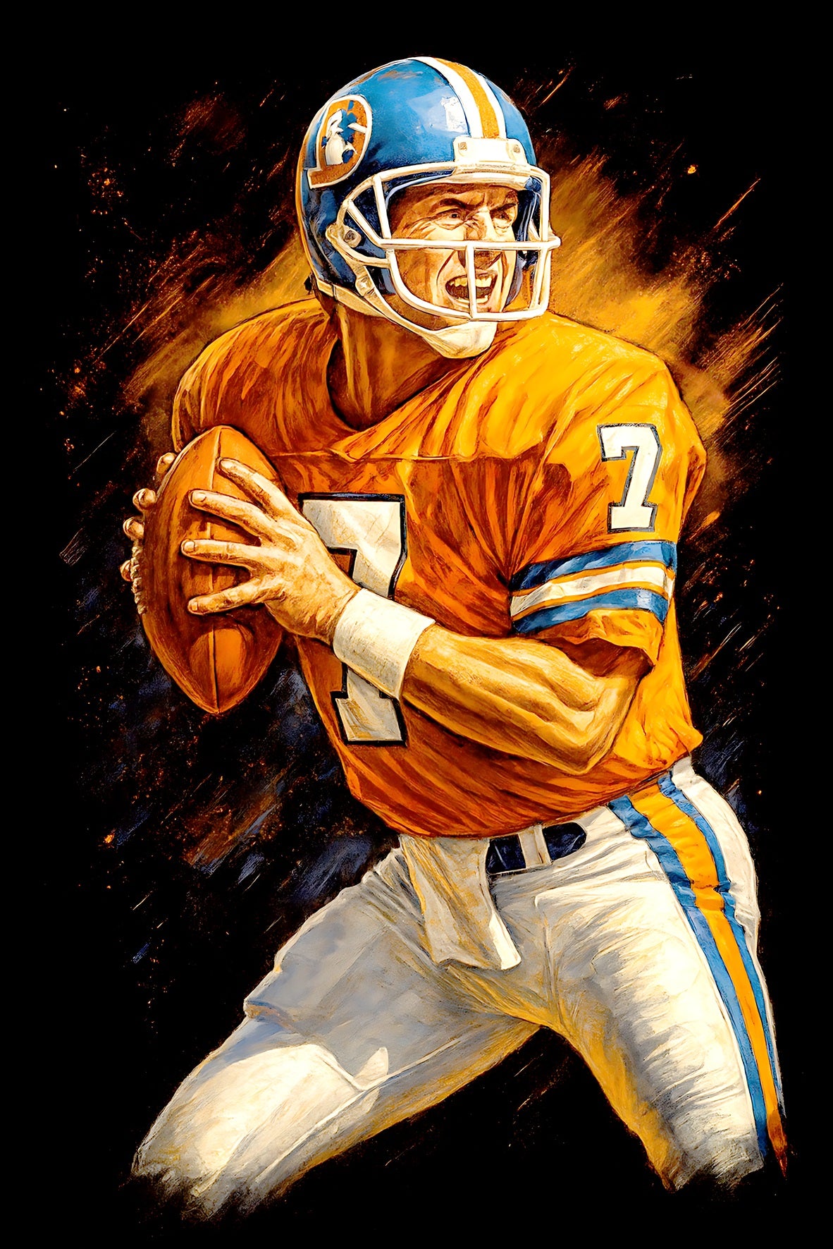 Halftone Lab - Denver Broncos John Elway NFL106 - Black Tee