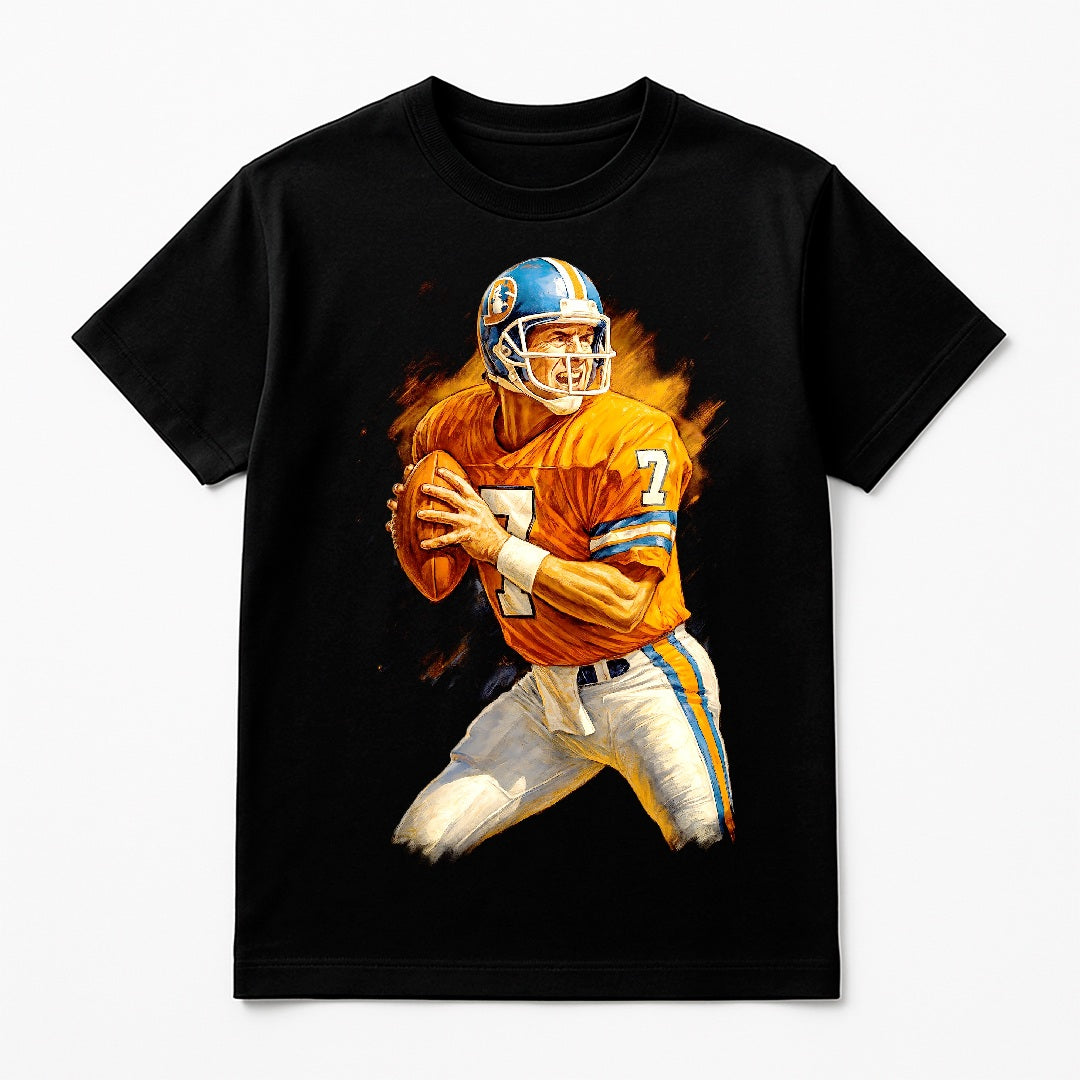 Halftone Lab - Denver Broncos John Elway NFL106 - Black Tee