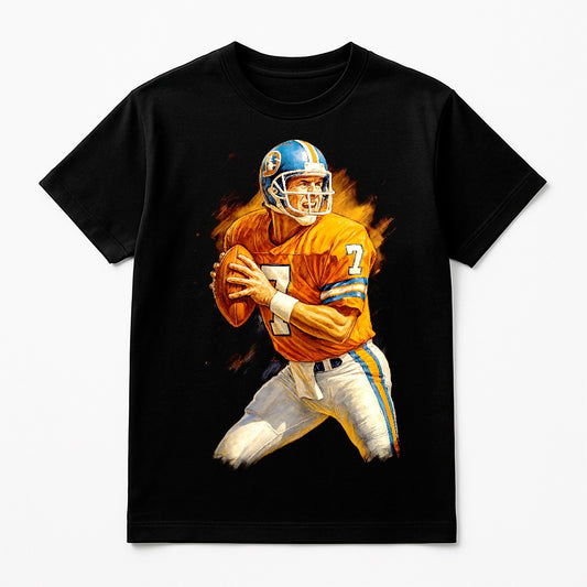 Halftone Lab - Denver Broncos John Elway NFL106 - Black Tee