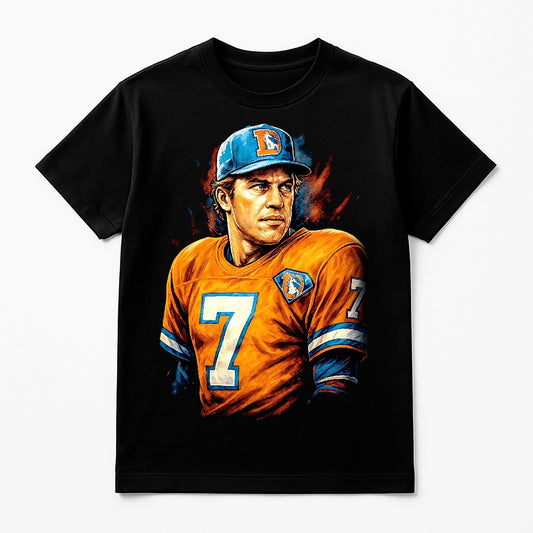 Halftone Lab - Denver Broncos John Elway NFL108 - Black Tee