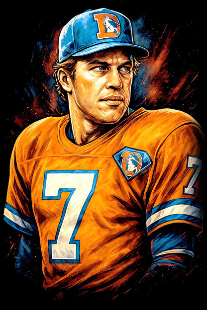 Halftone Lab - Denver Broncos John Elway NFL108 - Black Tee