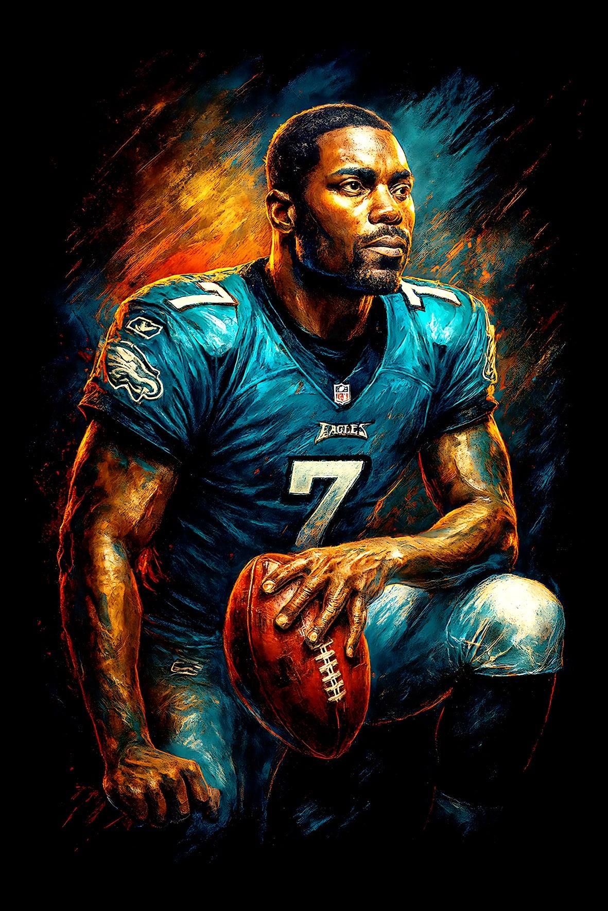 Halftone Lab - Philadelphia Eagles Michael Vick NFL109 - Black Tee