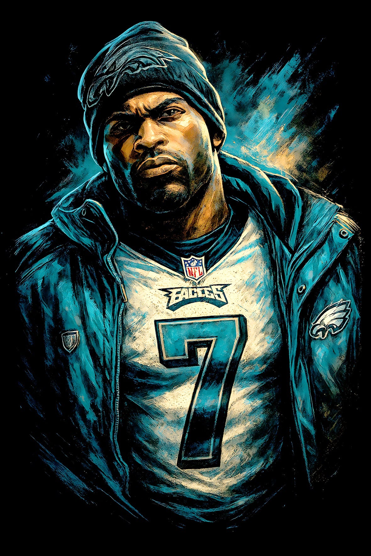 Halftone Lab - Philadelphia Eagles Michael Vick NFL110 - Black Tee