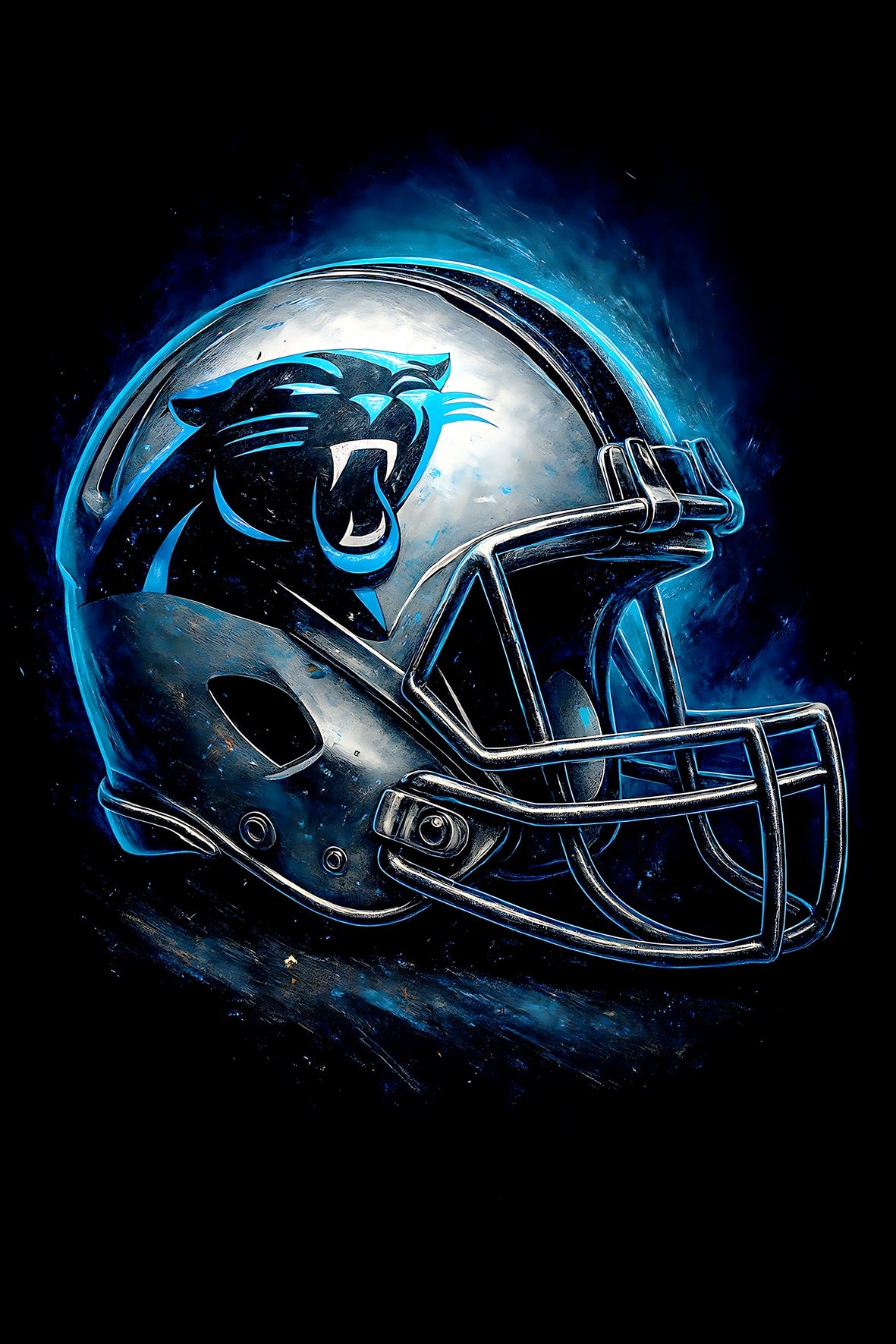 Halftone Lab - Carolina Panthers Helmet NFL111 - Black Tee