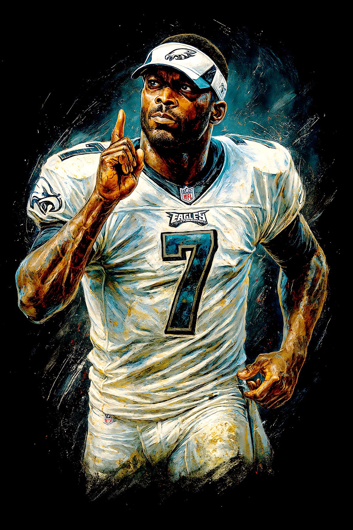 Halftone Lab - Philadelphia Eagles Michael Vick NFL111 - Black Tee