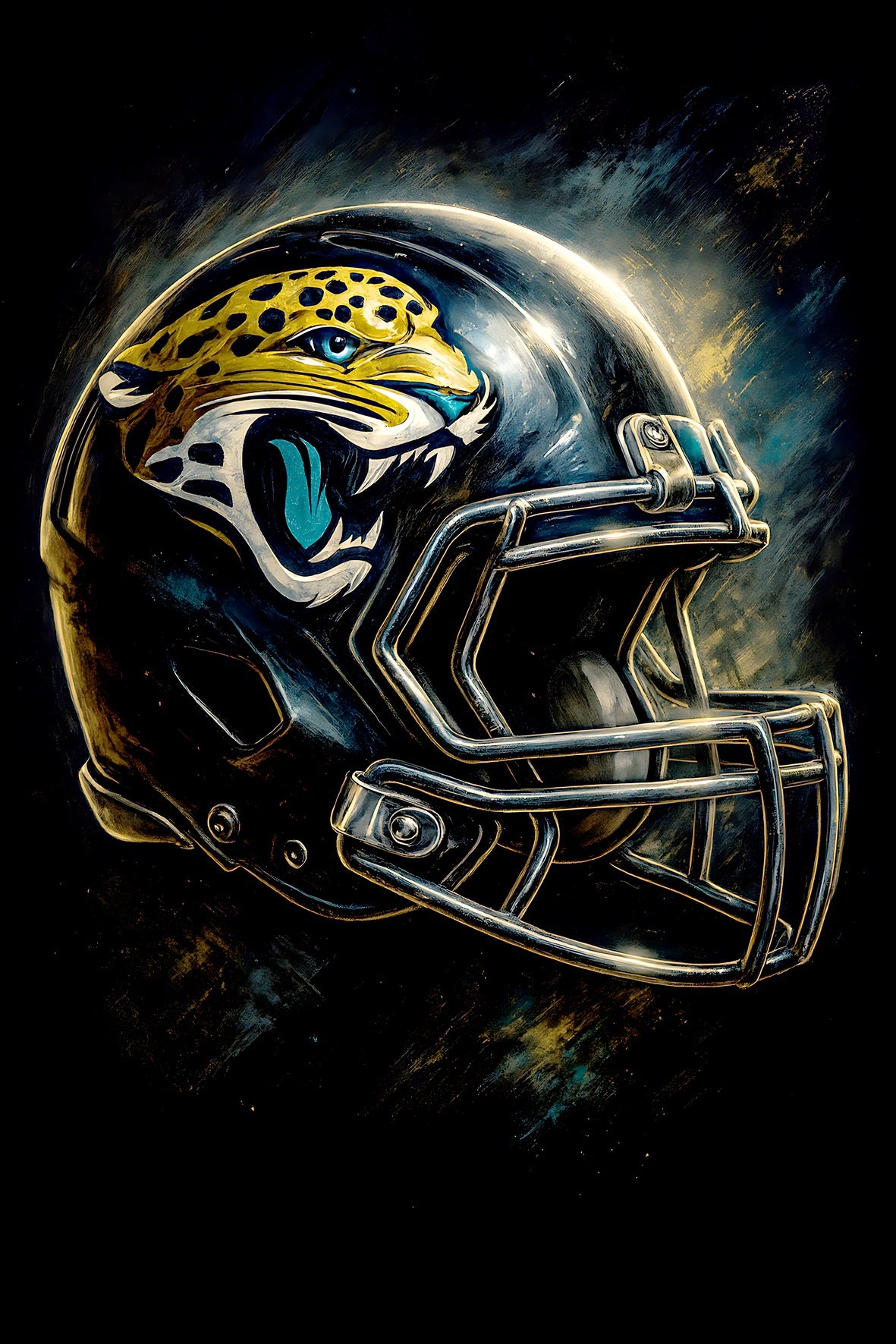 Halftone Lab - Jacksonville Jaguars Helmet NFL116 - Black Tee
