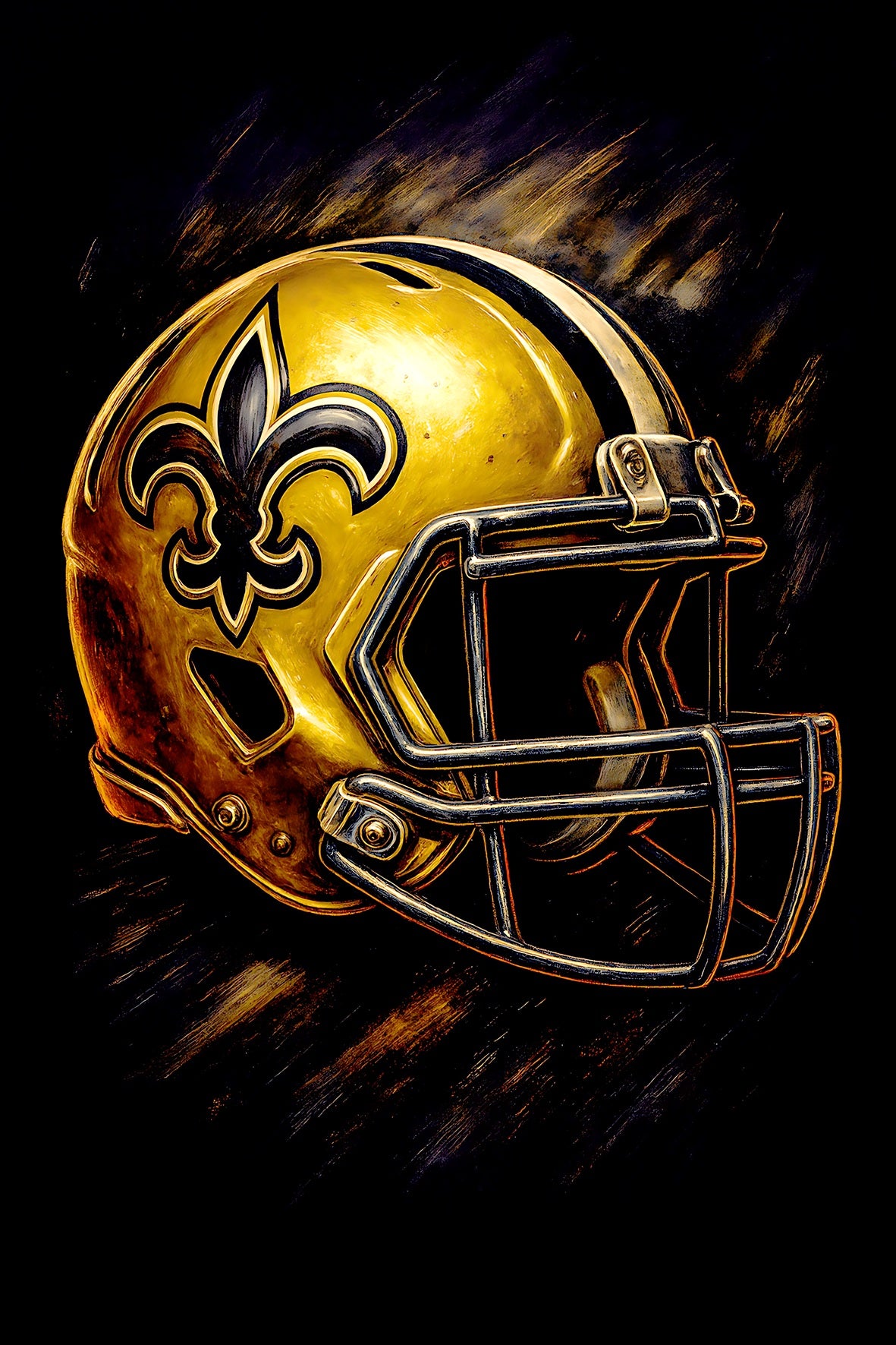 Halftone Lab - New Orleans Saints Helmet NFL117 - Black Tee