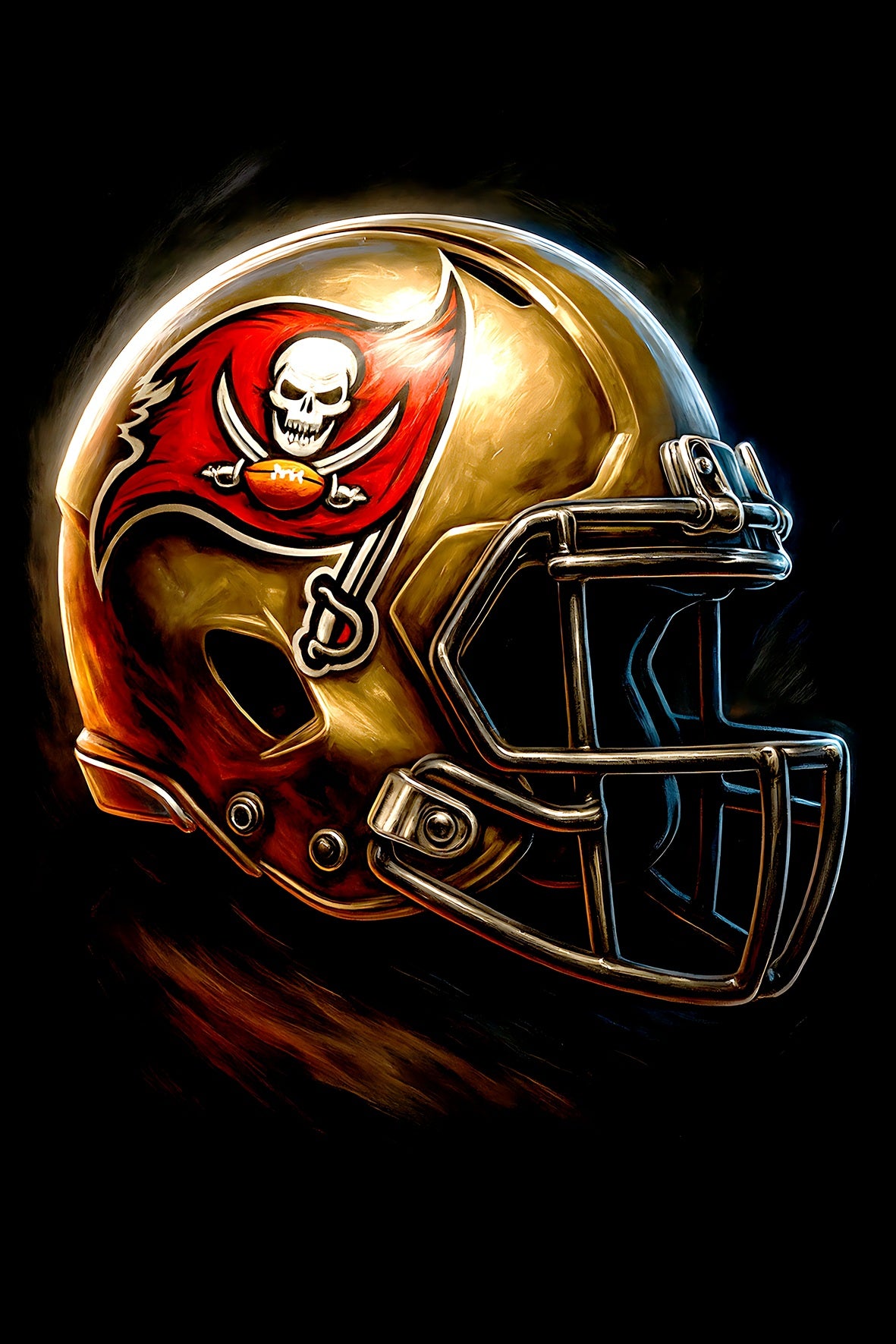 Halftone Lab - Tampa Bay Buccaneers Helmet NFL127 - Black Tee