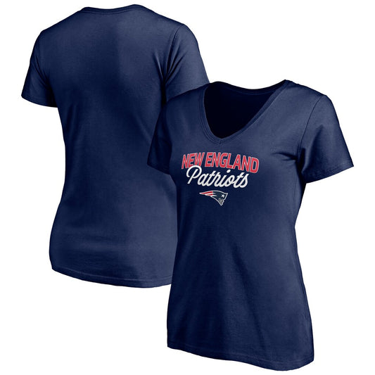 New England Patriots Women's Depth Chart V-Neck T-Shirt - Navy