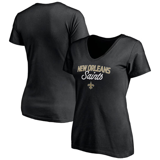 New Orleans Saints Women's Depth Chart V-Neck T-Shirt - Black