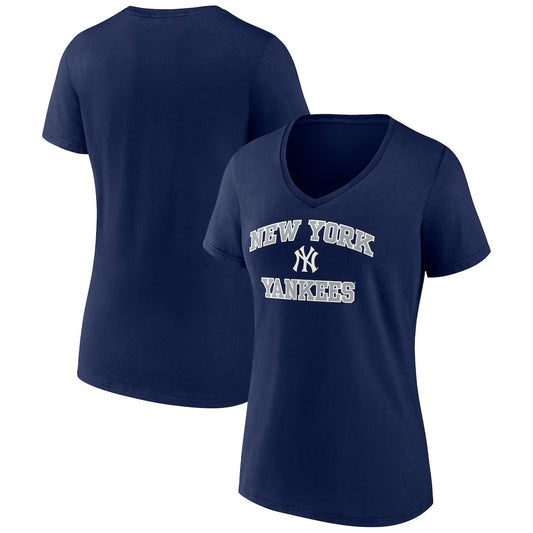 New York Yankees Women's Heart and Soul V-Neck T-Shirt - Navy