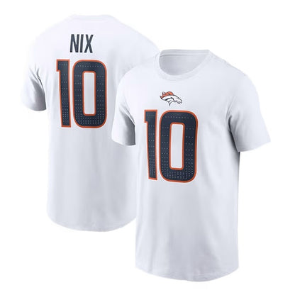 Bo Nix Denver Broncos Icon Player Name & Number T-Shirt - White