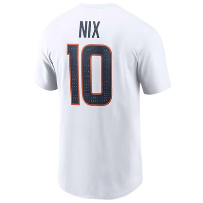 Bo Nix Denver Broncos Icon Player Name & Number T-Shirt - White