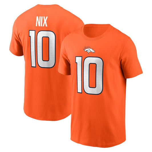 Bo Nix Denver Broncos Player Name & Number T-Shirt - Orange