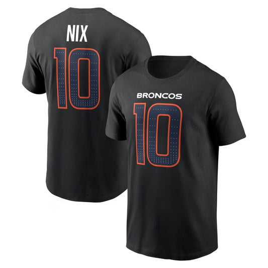 Bo Nix Denver Broncos Player Name & Number T-Shirt - Black