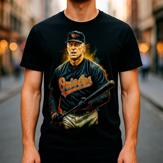 Halftone Lab - MLB Legends Baltimore Orioles Cal Ripken Jr 01 - Black Tee