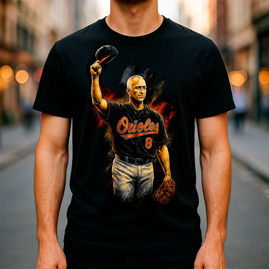 Halftone Lab - MLB Legends Baltimore Orioles Cal Ripken Jr 02 - Black Tee