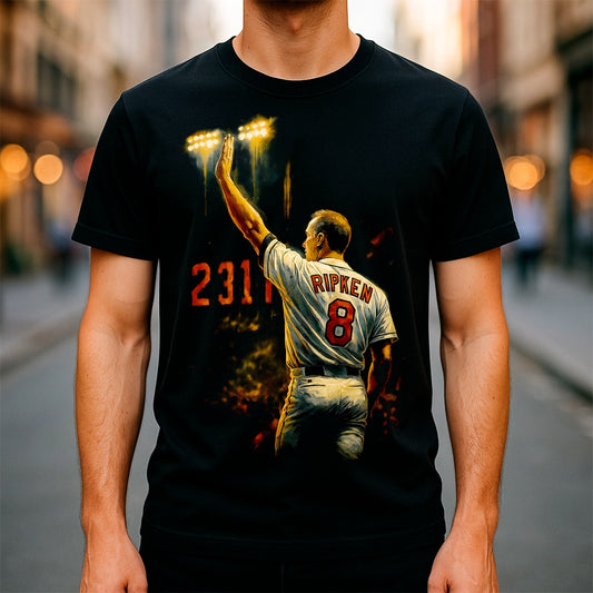 Halftone Lab - MLB Legends Baltimore Orioles Cal Ripken Jr 03 - Black Tee