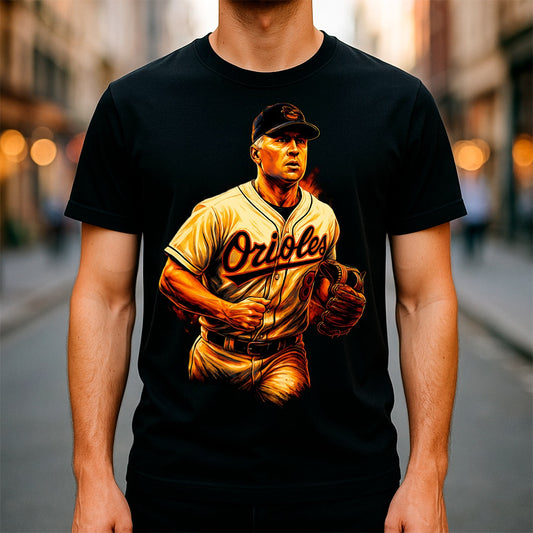 Halftone Lab - MLB Legends Baltimore Orioles Cal Ripken Jr 04 - Black Tee