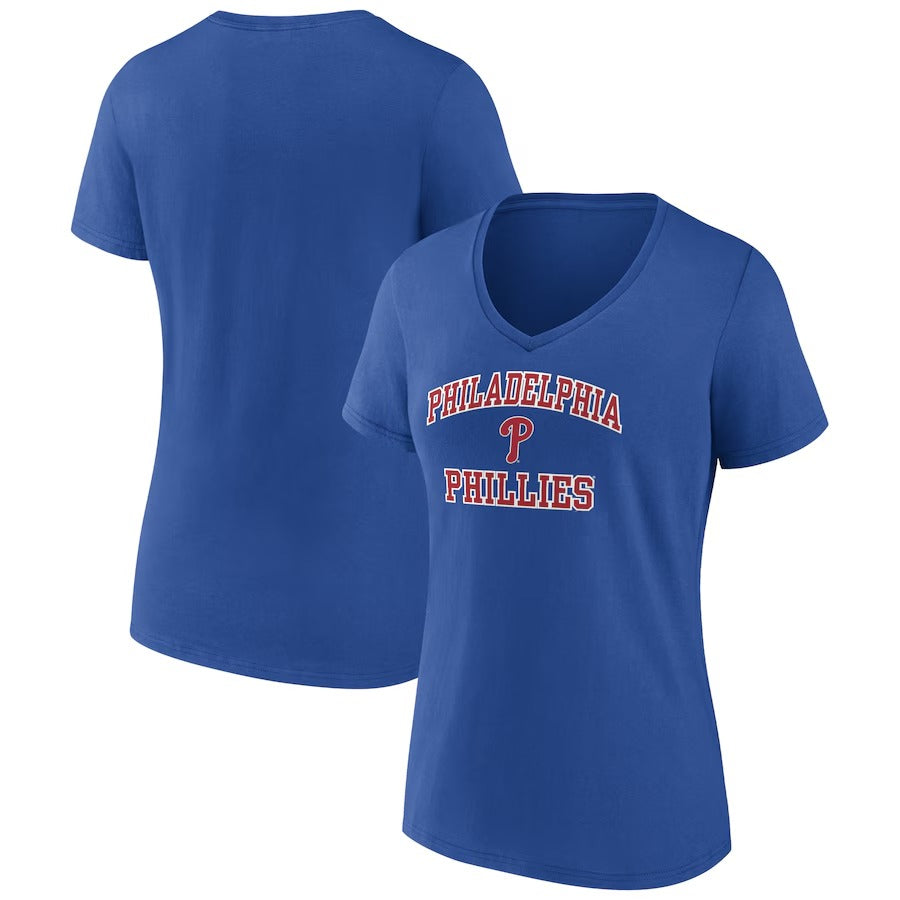 Philadelphia Phillies Women's Heart and Soul V-Neck T-Shirt - Royal