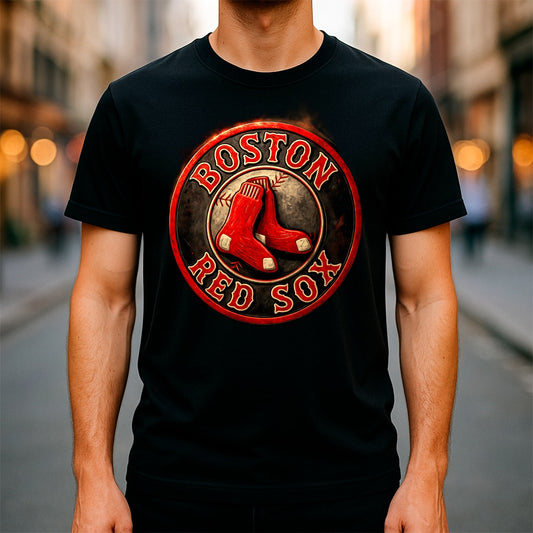 Halftone Lab - Boston Red Sox Logo 01 - Black Tee