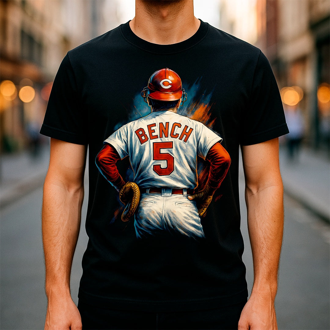 Halftone Lab - MLB Legends Boston Reds Johnny Bench 01 - Black Tee