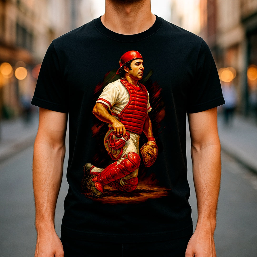 Halftone Lab - MLB Legends Boston Reds Johnny Bench 03 - Black Tee