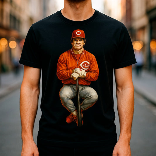 Halftone Lab - MLB Legends Boston Reds Pete Rose 02 - Black Tee