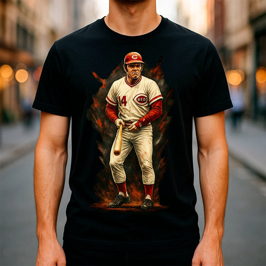 Halftone Lab - MLB Legends Boston Reds Pete Rose 03 - Black Tee