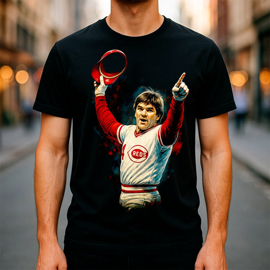 Halftone Lab - MLB Legends Boston Reds Pete Rose 04 - Black Tee