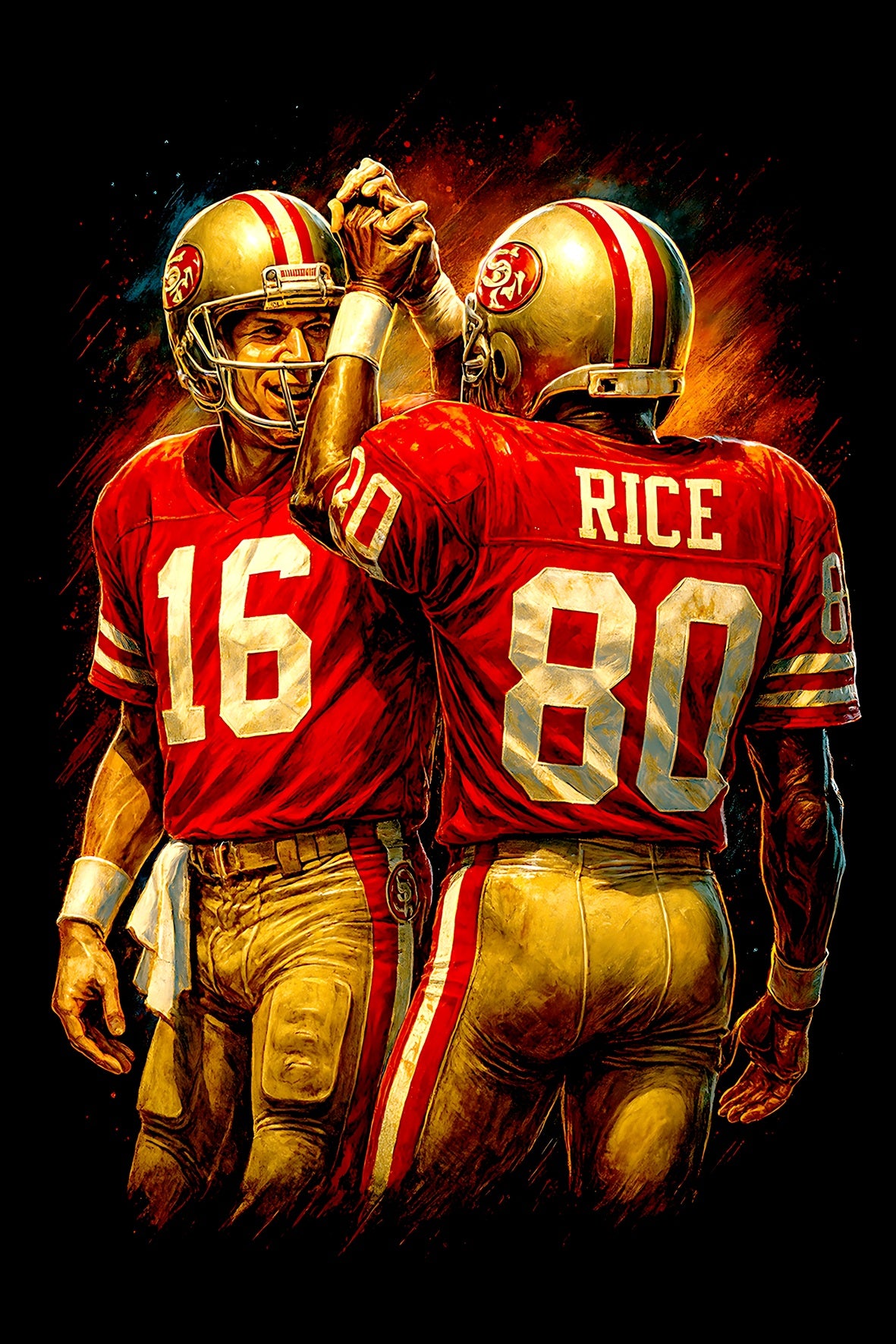 Halftone Lab - San Francisco 49ers Rice/Montana NFL023 - Black Tee