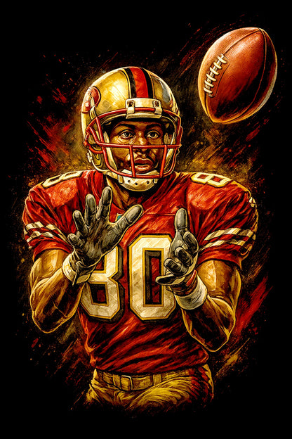Halftone Lab - San Francisco 49ers Jerry Rice NFL021 - Black Tee