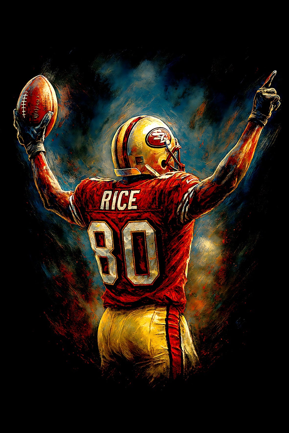 Halftone Lab - San Francisco 49ers Jerry Rice NFL024 - Black Tee