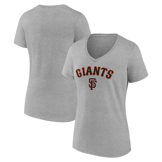 San Francisco Giants Women's Team Lockup V-Neck T-Shirt - Gray
