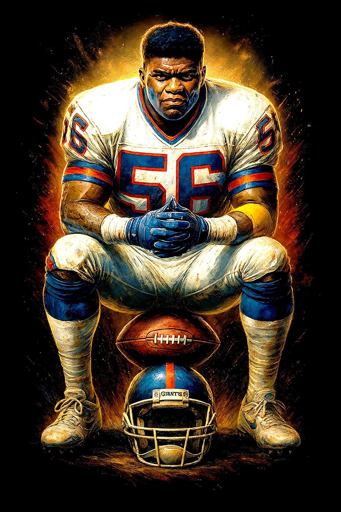 Halftone Lab - New York Giants Lawrence Taylor NFL026 - Black Tee